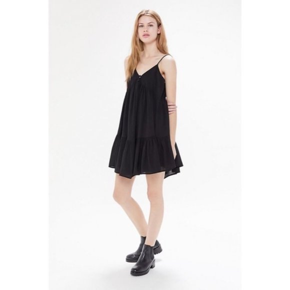 NWT Urban Outfitters Agatha Ruffled Babydoll Dress Black XS - Picture 2 of 9